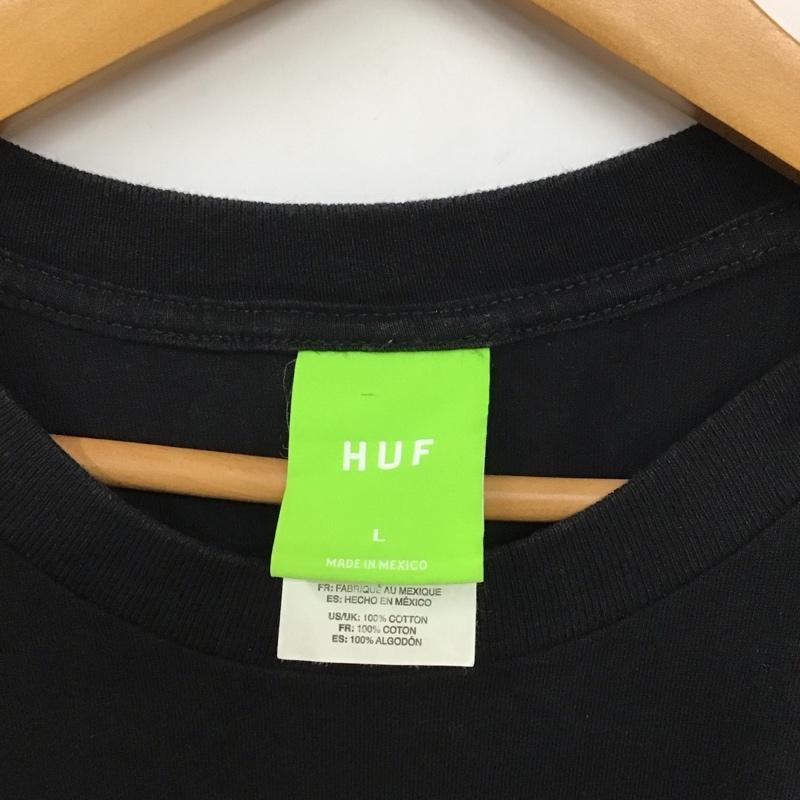 ハフ HUF Tシャツ 半袖 半袖カットソー プリントTシャツ クルーネックカットソー L プリント 黒 / ブラック /  メンズ USED 古着 中古 10132232