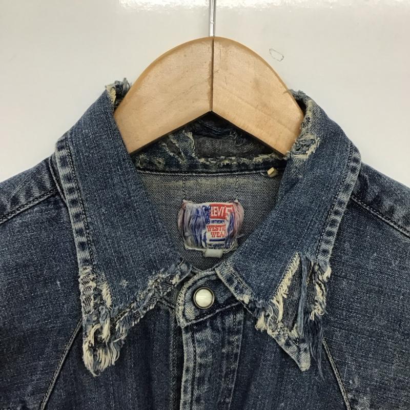 リーバイス Levi s シャツ、ブラウス 長袖 長袖デニムシャツ カラーシャツ 長袖シャツ クラッシュ XS ダメージ加工 インディゴ / インディゴ /  メンズ USED 古着 中古 10147597