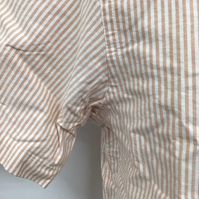 エディーバウアー Eddie Bauer シャツ、ブラウス 半袖 半袖シャツ カラーシャツ カジュアルシャツ ストライプシャツ S ストライプ 橙 / オレンジ /  メンズ USED 古着 中古 10111126