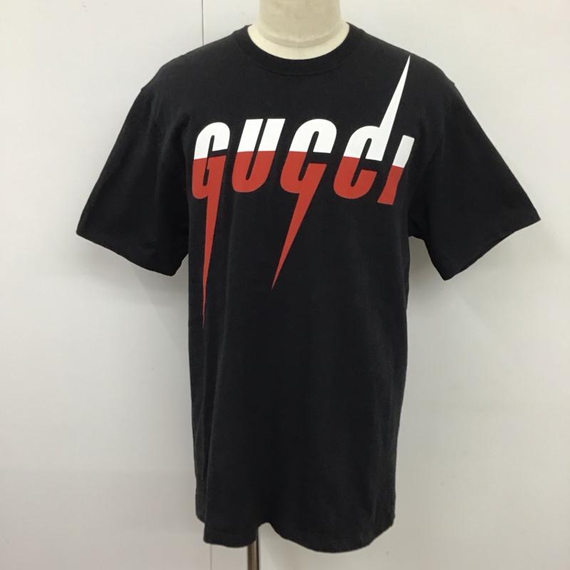 グッチ GUCCI Tシャツ 半袖 ブレード プリントTシャツ クルーネック L ロゴ、文字 黒 / ブラック /  メンズ USED 古着 中古 10119825