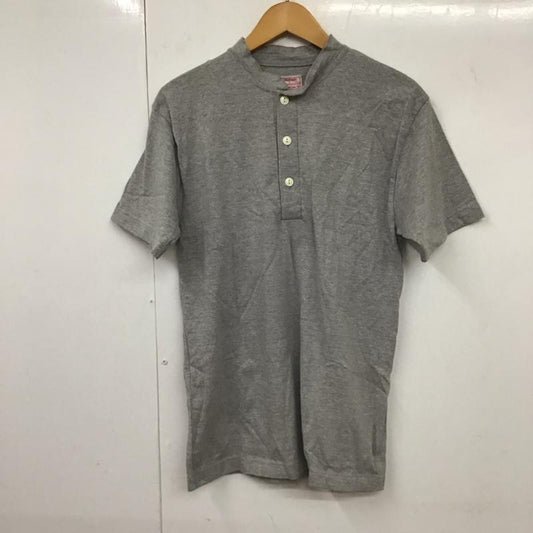 クッシュマン CUSHMAN Tシャツ 半袖 半袖カットソー ヘンリーネックカットソー プリントTシャツ M 無地 灰 / グレー /  メンズ USED 古着 中古 10131506