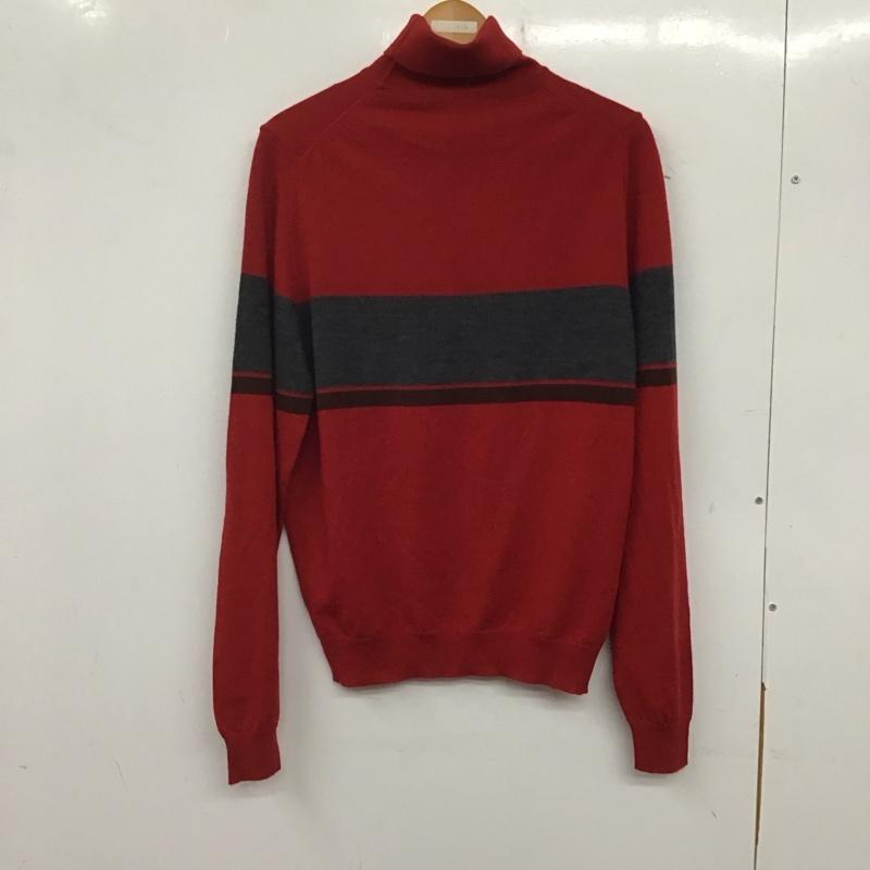 マーガレットハウエル MARGARET HOWELL ニット、セーター 長袖 長袖ニットカットソー タートルネック セーター プリント 赤 / レッド / X 灰 / グレー /  メンズ USED 古着 中古 10140286