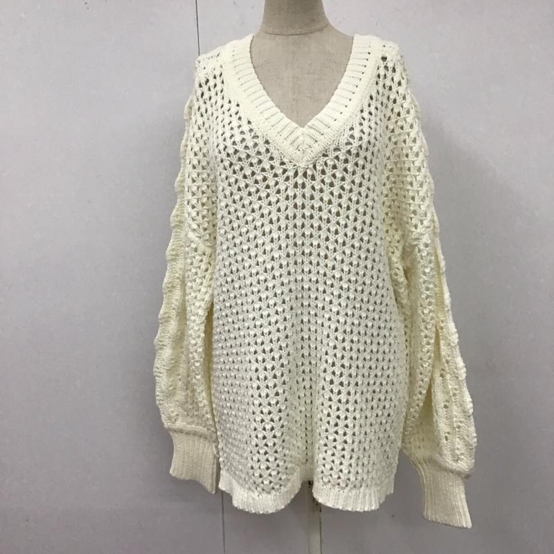 ジーナシス JEANASIS ニット、セーター 長袖 js064232mn FREE 無地 白 / ホワイト /  レディース USED 古着 中古 10120294