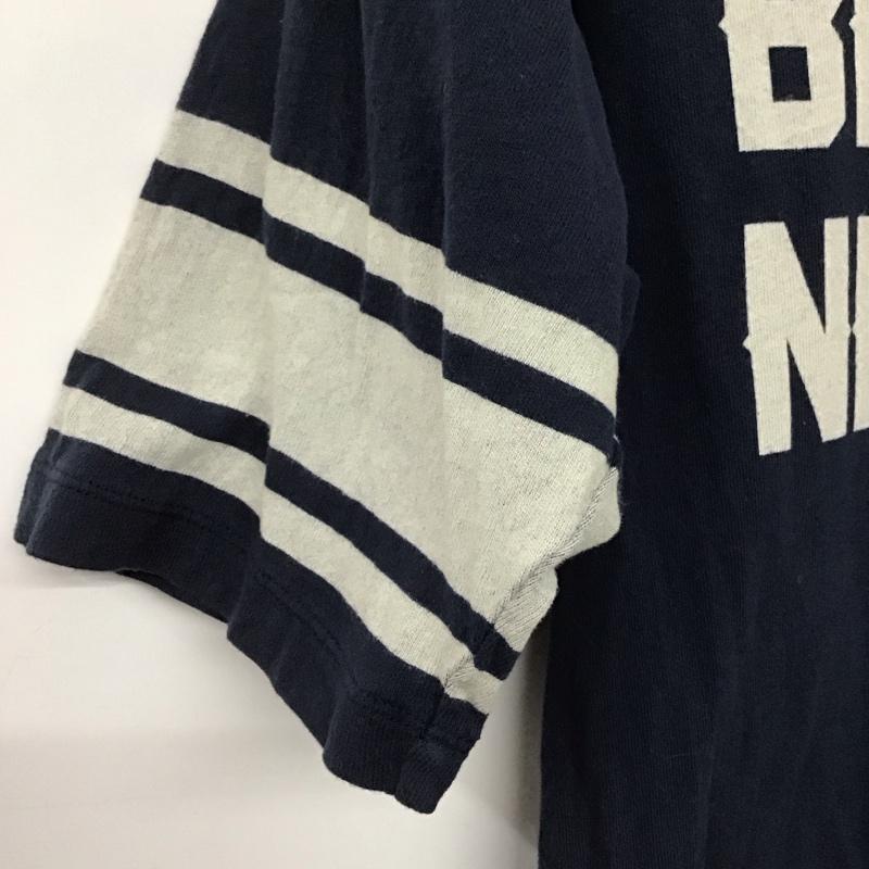 チャンピオン Champion Tシャツ 半袖 c3-p338 トリコロールタグ カレッジプリント 半袖フットボールTシャツ M ロゴ、文字 紺 / ネイビー /  メンズ USED 古着 中古 10141463