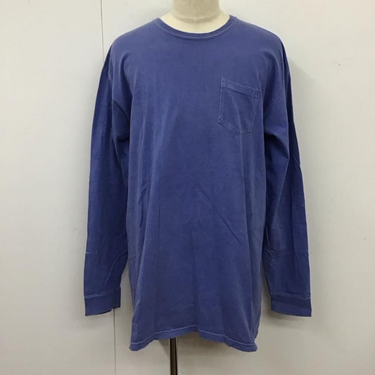 ステューシー STUSSY Tシャツ 長袖 クルーネック 胸ポケット ロンT 後染め XL ロゴ、文字 青 / ブルー /  メンズ USED 古着 中古 10118089