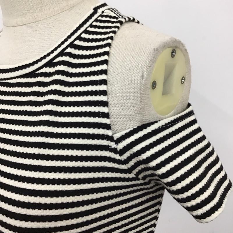 ザラ ZARA ワンピース ミニスカート 5580 086 064 オープンショルダー S ボーダー柄 白 / ホワイト / X 黒 / ブラック /  レディース USED 古着 中古 10115000