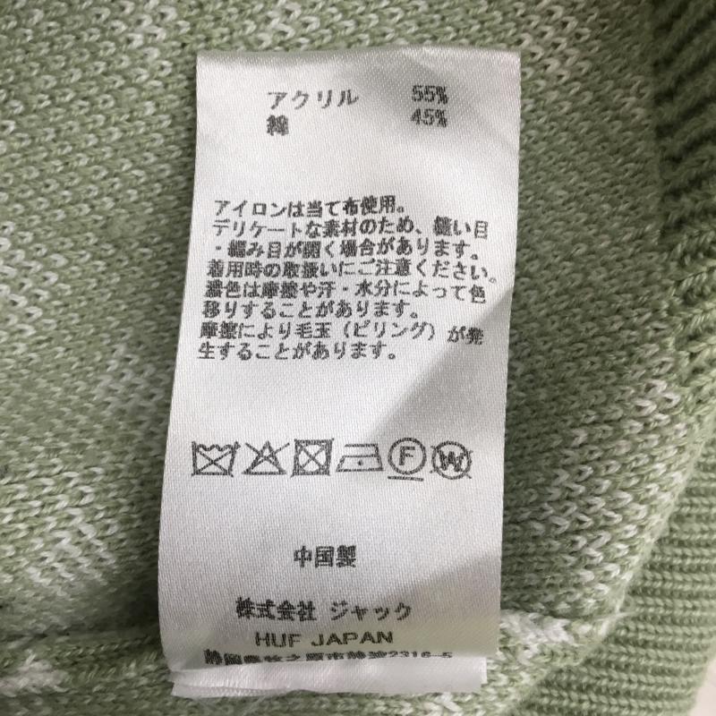 ハフ HUF ニット、セーター 長袖 L ロゴ、文字 緑 / グリーン / X 白 / ホワイト /  メンズ USED 古着 中古 10143903