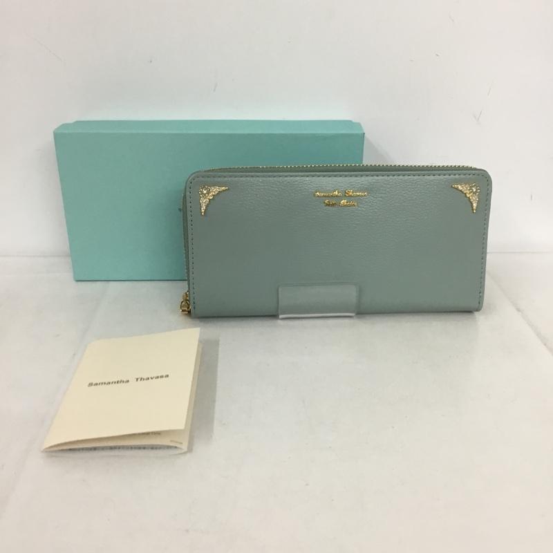 サマンサタバサ プチチョイス Samantha Thavasa Petit Choice 財布 長財布 ラウンドファスナー ビジュー 箱有 ロゴ、文字 薄緑 / ライトグリーン /  レディース USED 古着 中古 10146369