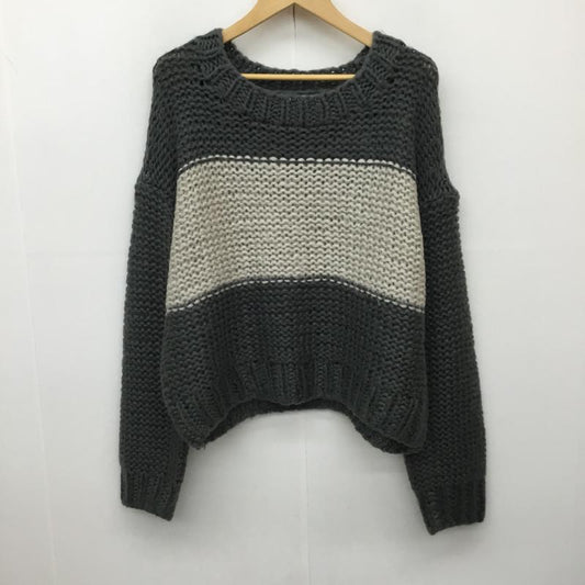 アズールバイマウジー AZUL BY MOUSSY ニット、セーター 長袖 250BAJ70-052I ハンドメイドバイカラーローゲージニット M  灰 / グレー / X チャコールグレー / チャコールグレー /  レディース USED 古着 中古 10138278