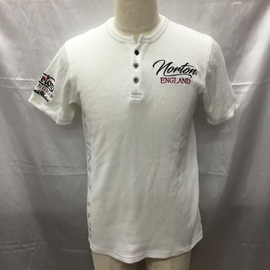 ノートン Norton カットソー 半袖 半袖カットソー ヘンリーネックカットソー プリントカットソー M ロゴ、文字 白 / ホワイト /  メンズ USED 古着 中古 10112304