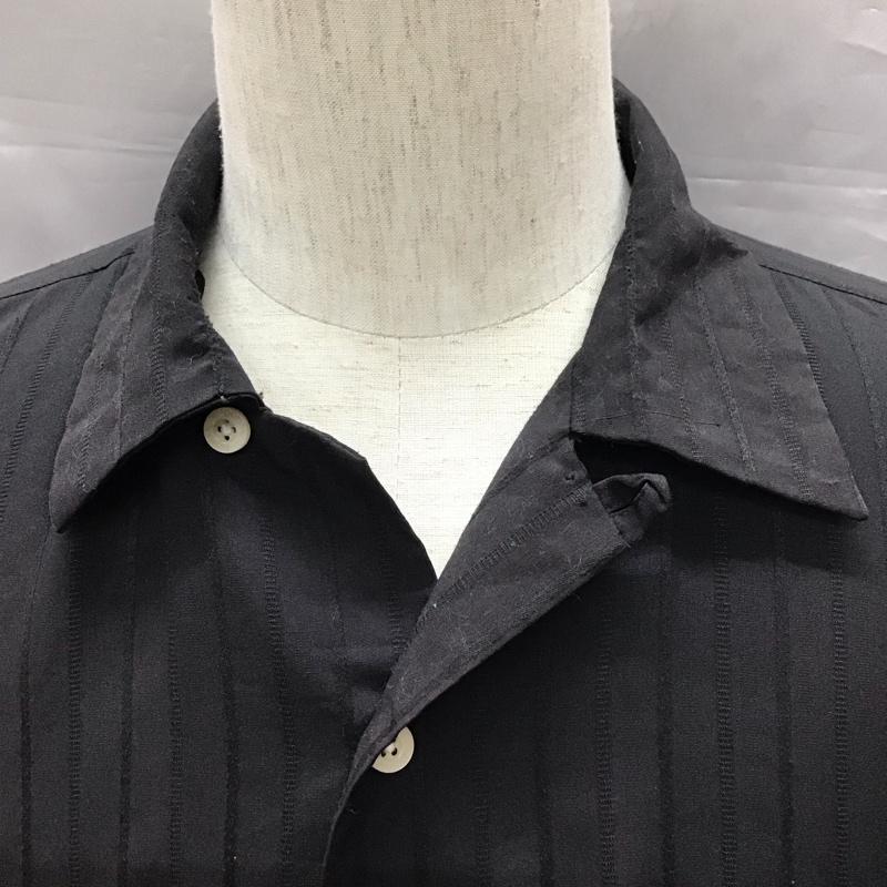 ドマーニ domani シャツ、ブラウス 半袖 半袖シャツ カラーシャツ カジュアルシャツ L ストライプ 黒 / ブラック /  メンズ USED 古着 中古 10111326