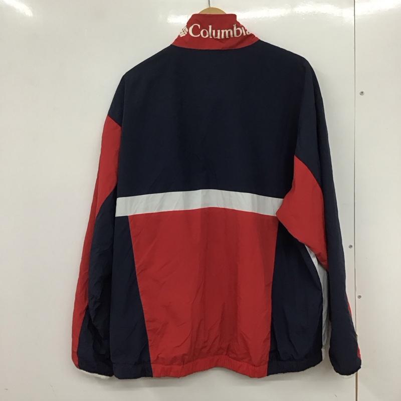 コロンビア Columbia ジャケット、上着 ジャンパー、ブルゾン 218 pm3403 ナイロンジャケット ジップアップジャケット アウター L ロゴ、文字 白 / ホワイト / X 赤 / レッド / X 紺 / ネイビー /  メンズ USED 古着 中古 10132330