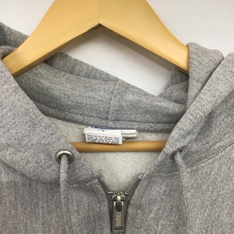 チャンピオン Champion パーカー 長袖 ジップアップパーカー 長袖パーカー カジュアルジャケット L ロゴ、文字 灰 / グレー /  メンズ USED 古着 中古 10146623