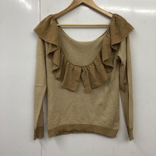 ジルスチュアート JILLSTUART カットソー 長袖 長袖カットソー ワイドネックカットソー ロングスリーブカットソー M ボーダー柄 茶 / ブラウン /  レディース USED 古着 中古 10117889