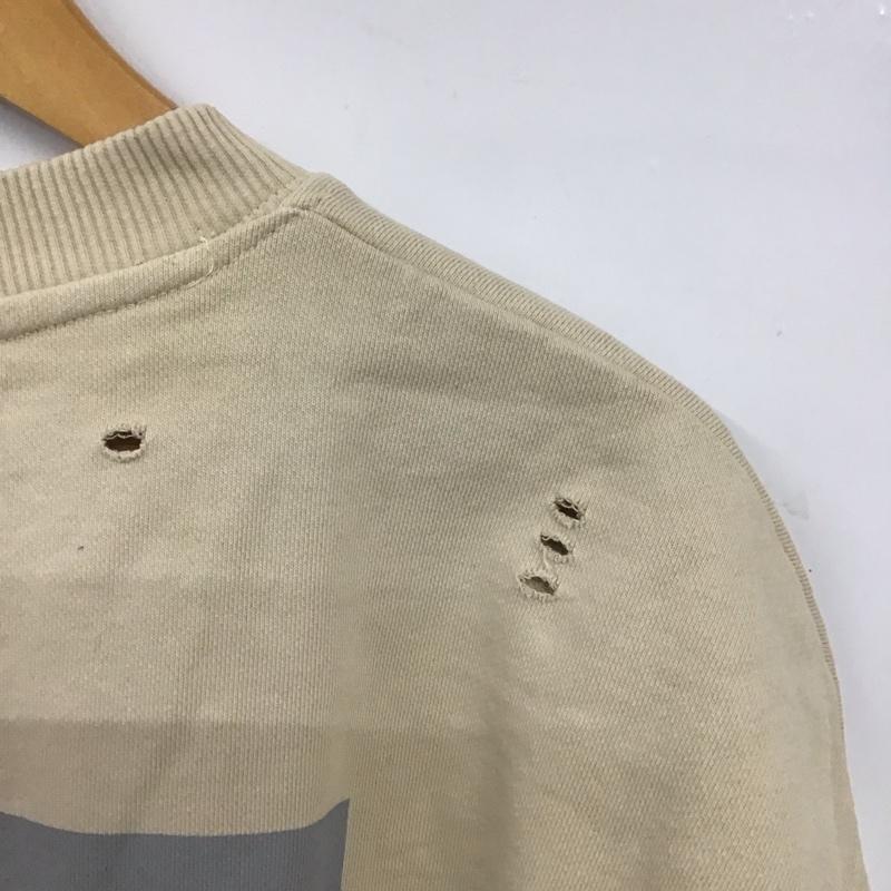 ザラ ZARA トレーナー 長袖 長袖トレーナー スウェット クルーネック プルオーバー M ロゴ、文字 ベージュ / ベージュ /  メンズ USED 古着 中古 10146197