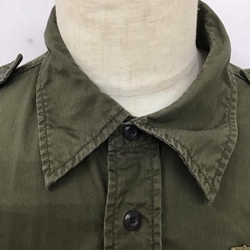 アヴィレックス AVIREX シャツ、ブラウス 半袖 6195032 ミリタリー XL ロゴ、文字 カーキ / カーキ /  メンズ USED 古着 中古 10112676