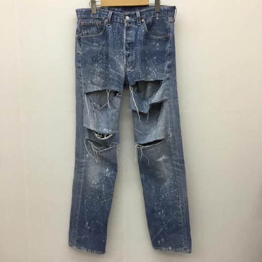 リーバイス Levi s パンツ デニム、ジーンズ USA製 33インチ ダメージ加工 青 / ブルー /  メンズ USED 古着 中古 10139627
