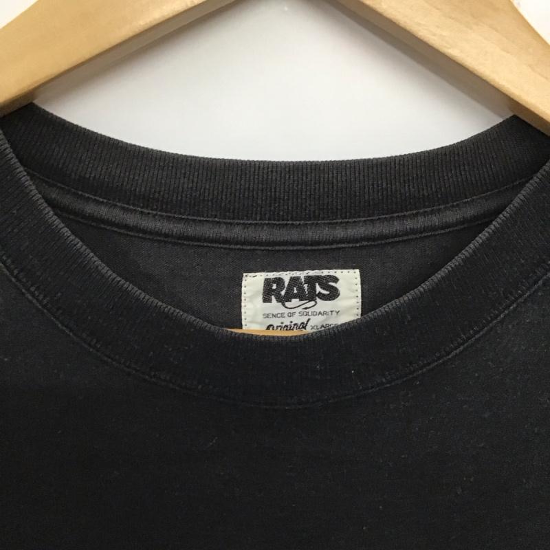 ラッツ RATS Tシャツ 半袖 半袖カットソー プリントTシャツ クルーネックカットソー XL ロゴ、文字 黒 / ブラック /  メンズ USED 古着 中古 10137031