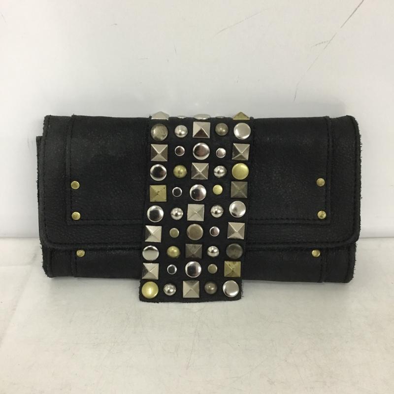 トレ TRES 財布 長財布 スタッズ 無地 黒 / ブラック /  レディース USED 古着 中古 10150710