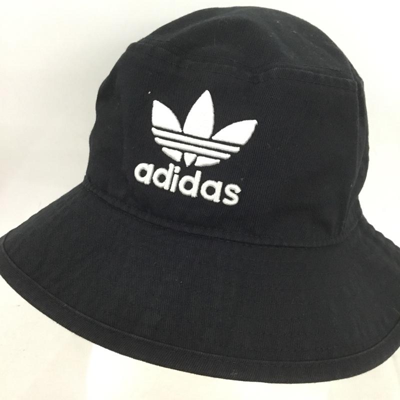 アディダス adidas 帽子 ハット BK7345 トレフォイル バケットハット FREE ロゴ、文字 黒 / ブラック /  メンズ USED 古着 中古 10148879