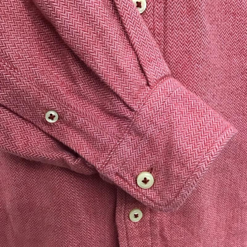 チャップスラルフローレン CHAPSRALPHLAUREN シャツ、ブラウス 長袖 1535-3836 ヘリンボーン 胸ポケット M ワンポイント 桃 / ピンク /  メンズ USED 古着 中古 10123297