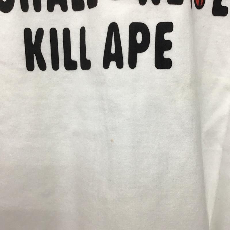 ベイプ BAPE カットソー 長袖 長袖カットソー プリントカットソー クルーネック ラグラン L プリント 白 / ホワイト / X 黒 / ブラック /  メンズ USED 古着 中古 10141230