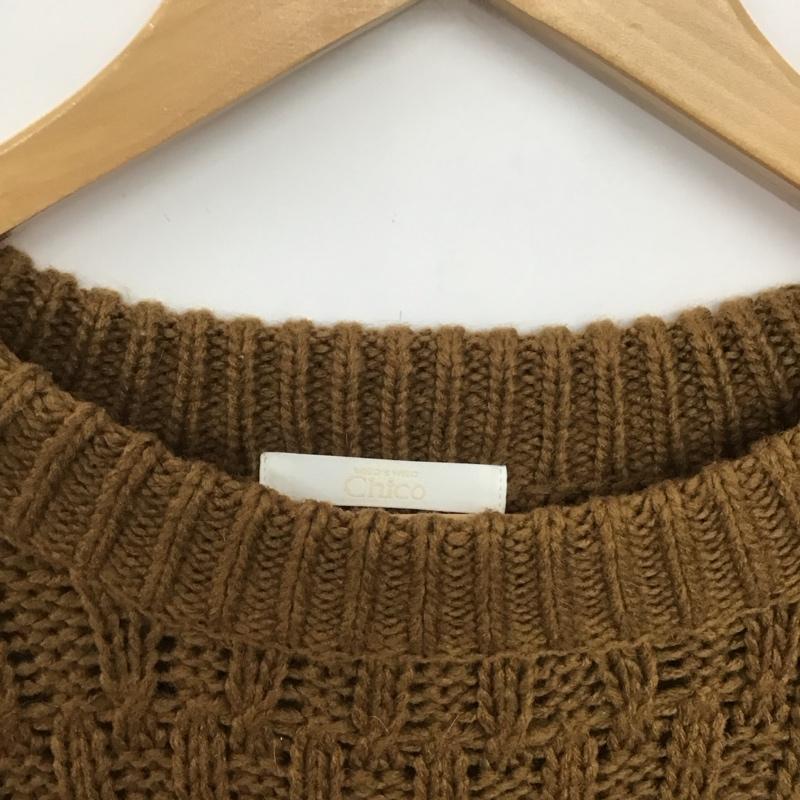 チコ CHICO ニット、セーター 長袖 長袖ニットカットソー クルーネック セーター FREE 総柄 茶 / ブラウン /  レディース USED 古着 中古 10147189