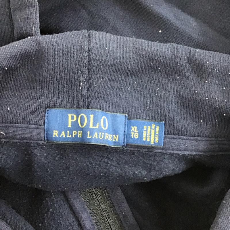ポロラルフローレン POLO RALPH LAUREN パーカー 長袖 ジップアップパーカー 長袖パーカー フード付きパーカー XL ロゴ、文字 紺 / ネイビー /  メンズ USED 古着 中古 10110423