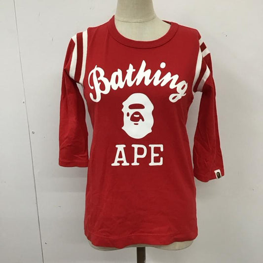 アベイシングエイプ A BATHING APE カットソー 七分袖 七分丈カットソー クルーネックカットソー プリントTシャツ XXS プリント 白 / ホワイト / X 赤 / レッド /  レディース USED 古着 中古 10117501