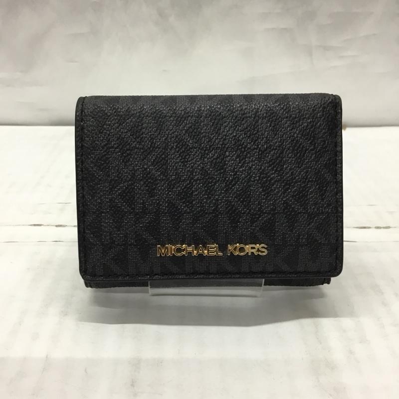マイケルコース MICHAEL KORS 財布 コンパクト財布 35T2GTVE2B ミニ財布 がま口 総柄 黒 / ブラック /  レディース USED 古着 中古 10119574