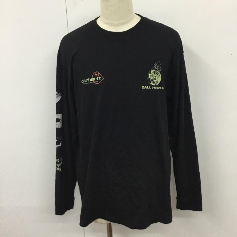 カーハート Carhartt カットソー 長袖 長袖カットソー クルーネックカットソー ロングスリーブカットソー プリントTシャツ L プリント 黒 / ブラック /  メンズ USED 古着 中古 10120843