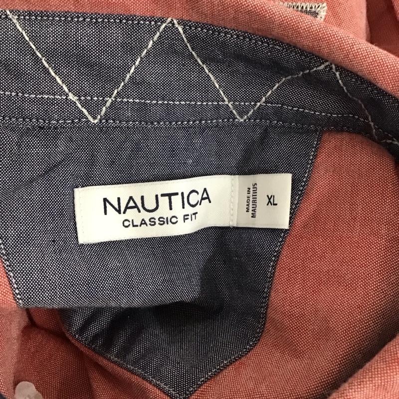 ノーティカ NAUTICA シャツ、ブラウス 長袖 長袖シャツ 無地シャツ カラーシャツ ボタンダウンシャツ XL ロゴ、文字 赤 / レッド /  メンズ USED 古着 中古 10125062