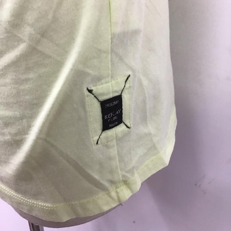リプレイ REPLAY Tシャツ 半袖 クルーネック L ロゴ、文字 黄 / イエロー /  メンズ USED 古着 中古 10106937