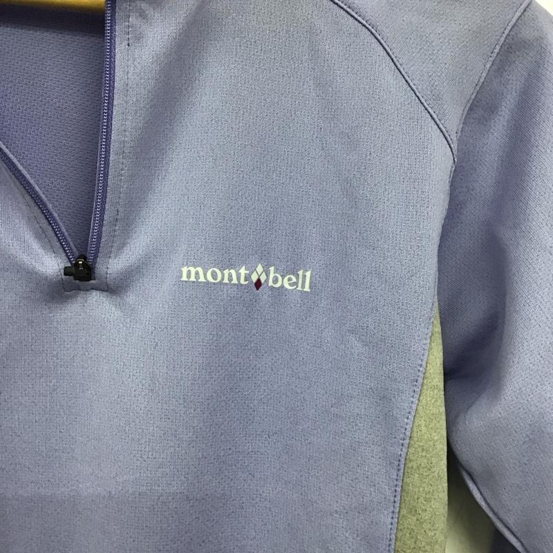 モンベル mont-bell カットソー 長袖 1104941 ウイックロンZEOロングスリーブジップシャツ M ロゴ、文字 紫 / パープル / X 灰 / グレー /  レディース USED 古着 中古 10149375