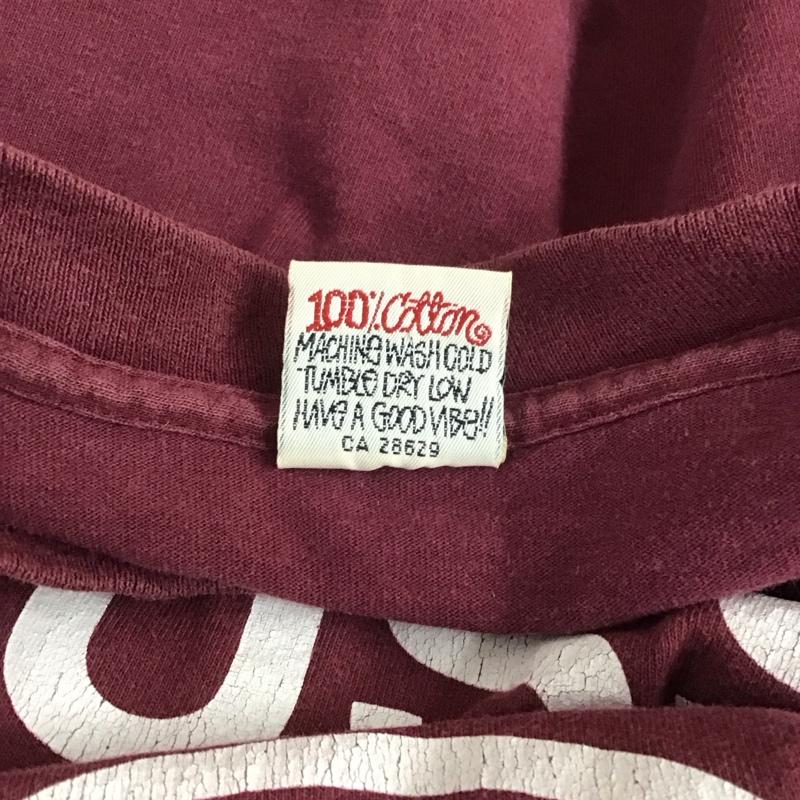 ステューシー STUSSY Tシャツ 半袖 クルーネック プリント 90年代 M ロゴ、文字 えんじ / ワインレッド /  メンズ USED 古着 中古 10107639
