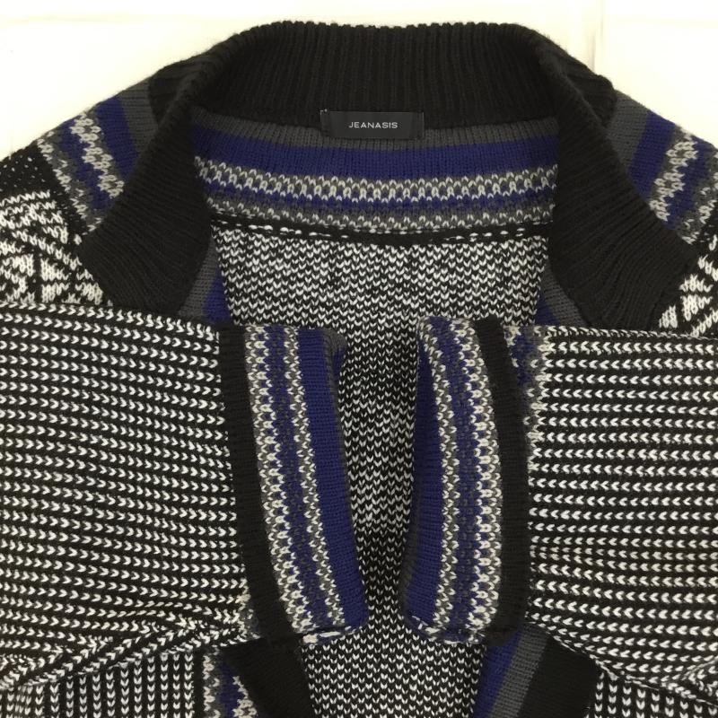 ジーナシス JEANASIS カーディガン 長袖 JS064146CF FREE 総柄 黒 / ブラック / X 青 / ブルー /  レディース USED 古着 中古 10141092