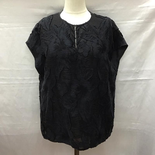 ユナイテッドアローズ UNITED ARROWS カットソー 半袖 1516-162-4459 カットジャカード 総柄 黒 / ブラック /  レディース USED 古着 中古 10115852