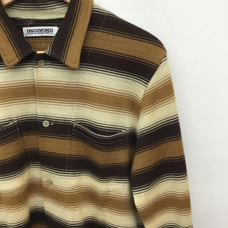 ディスカバード DISCOVERED シャツ、ブラウス 長袖 DISCOVERED ウール 長袖シャツ M ボーダー柄 茶 / ブラウン /  メンズ USED 古着 中古 10135889