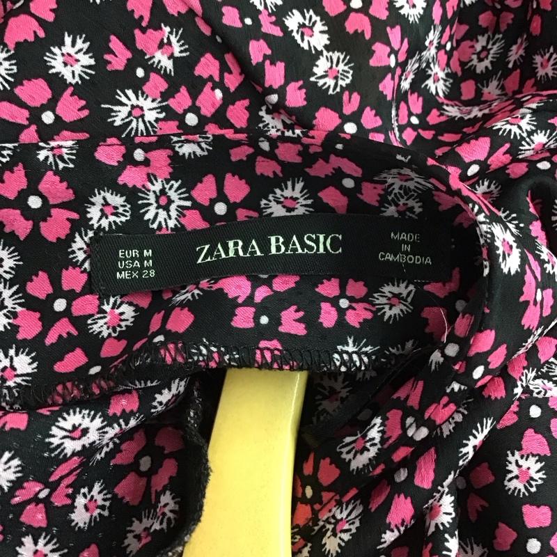 ザラベーシック ZARA BASIC ワンピース ロングスカート 4387 254 330 スリット ギャザー M 花柄 黒 / ブラック / X 桃 / ピンク /  レディース USED 古着 中古 10129182