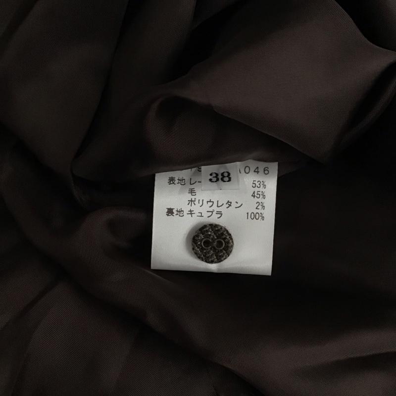 ロワズィール LOISIR ワンピース ロングスカート 長袖ロングワンピース フレアスカート スタンドネック 38 チェック 茶 / ブラウン /  レディース USED 古着 中古 10128982