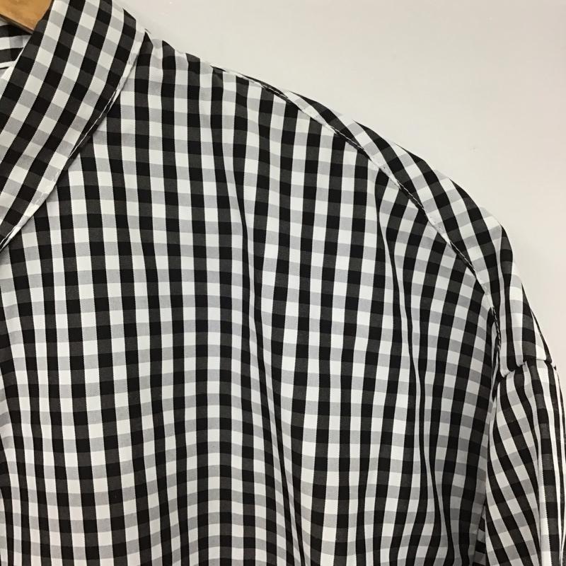 ボンルシール BONLECILL シャツ、ブラウス 半袖 BLEsh1243 丸襟ボリュームスリーブオーバーシャツ FREE チェック 白 / ホワイト / X 黒 / ブラック /  レディース USED 古着 中古 10150815