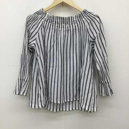 セポ cepo カットソー 七分袖 ストライプ 白 / ホワイト / X 紺 / ネイビー /  レディース USED 古着 中古 10139616