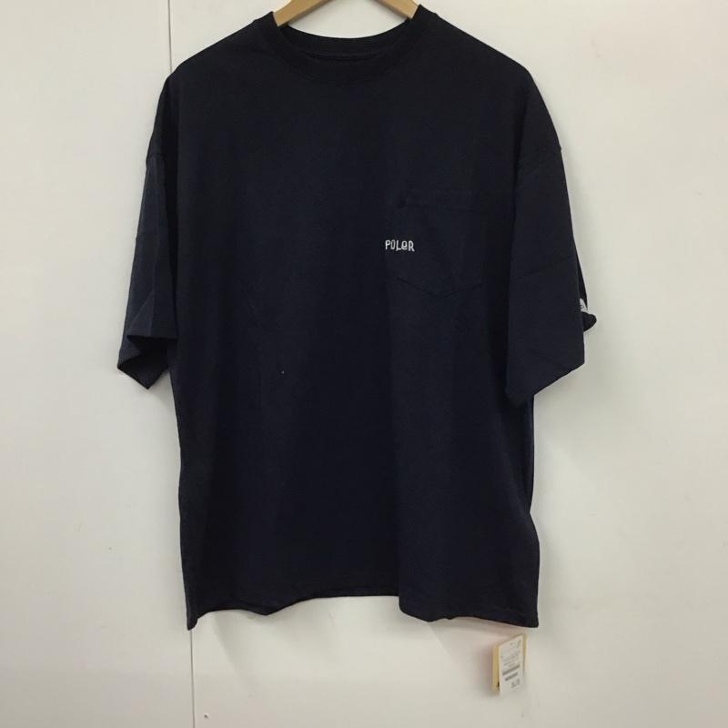 ポーラー POLeR Tシャツ 半袖 半袖カットソー プリントTシャツ クルーネックカットソー L ロゴ、文字 紺 / ネイビー /  メンズ USED 古着 中古 10131629