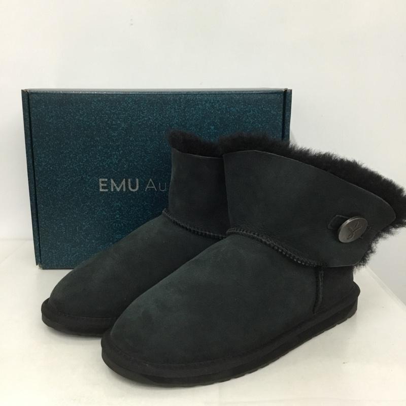 エミュー emu ブーツ ショートブーツ W11255 ムートンブーツ 26cm US9 箱有 26.0cm ロゴ、文字 黒 / ブラック /  レディース USED 古着 中古 10145158