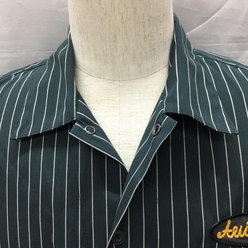 アヴィレックス AVIREX シャツ、ブラウス 半袖 半袖シャツ カラーシャツ 半袖カットソー ストライプシャツ XL ストライプ 緑 / グリーン /  メンズ USED 古着 中古 10120464