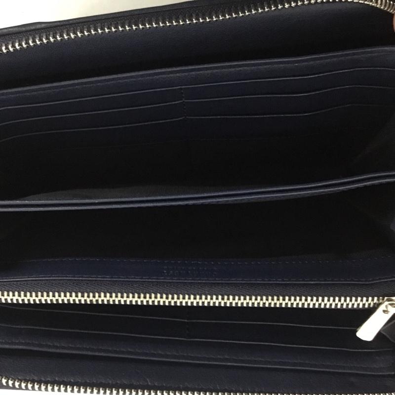 キャリーネスト CARRYNEST 財布 長財布 ラウンドファスナー レザー 箱有 無地 紺 / ネイビー /  メンズ USED 古着 中古 10146046