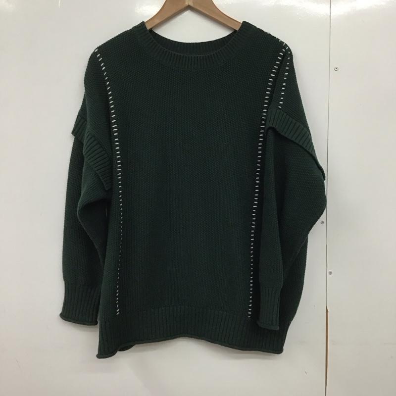 ローリーズファーム LOWRYS FARM ニット、セーター 長袖 LF623506AD 2WAYハイショクステッチプルオーバー FREE 無地 緑 / グリーン /  レディース USED 古着 中古 10146912