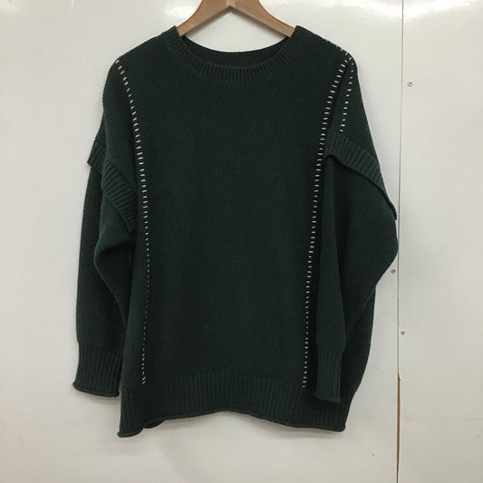 ローリーズファーム LOWRYS FARM ニット、セーター 長袖 LF623506AD 2WAYハイショクステッチプルオーバー FREE 無地 緑 / グリーン /  レディース USED 古着 中古 10146912