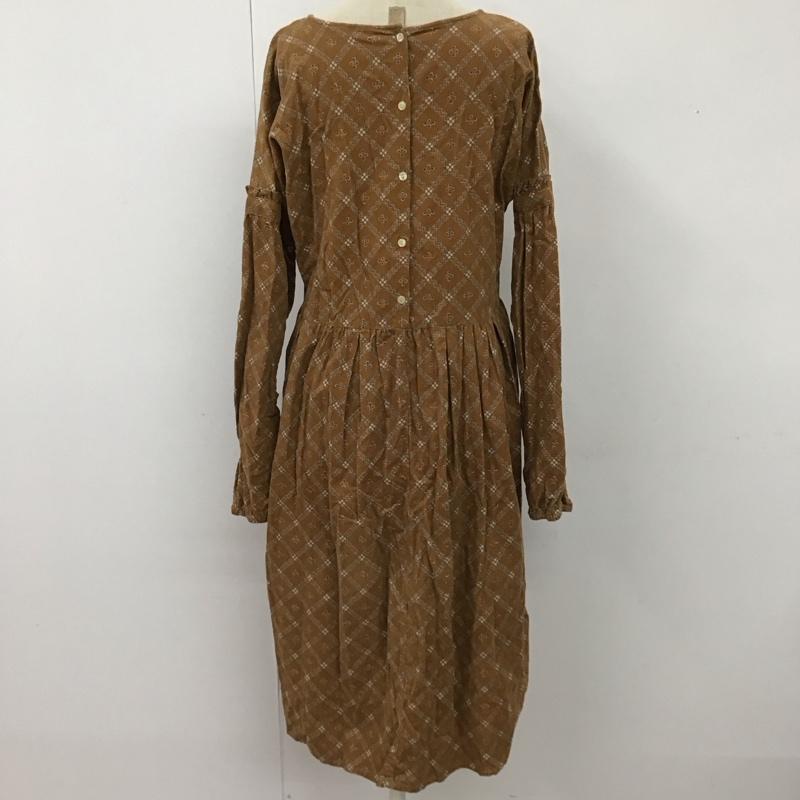 エヘカソポ ehka sopo ワンピース ロングスカート 1103711 長袖 コーデュロイ M 総柄 茶 / ブラウン /  レディース USED 古着 中古 10114755