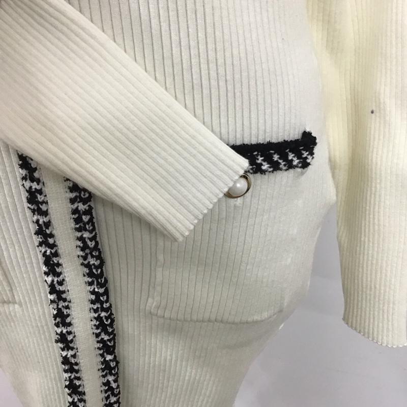 スナイデル SNIDEL ワンピース ひざ丈スカート SWNO221084 ブークレパイピング ニットワンピース 長袖 無地 白 / ホワイト /  レディース USED 古着 中古 10112941